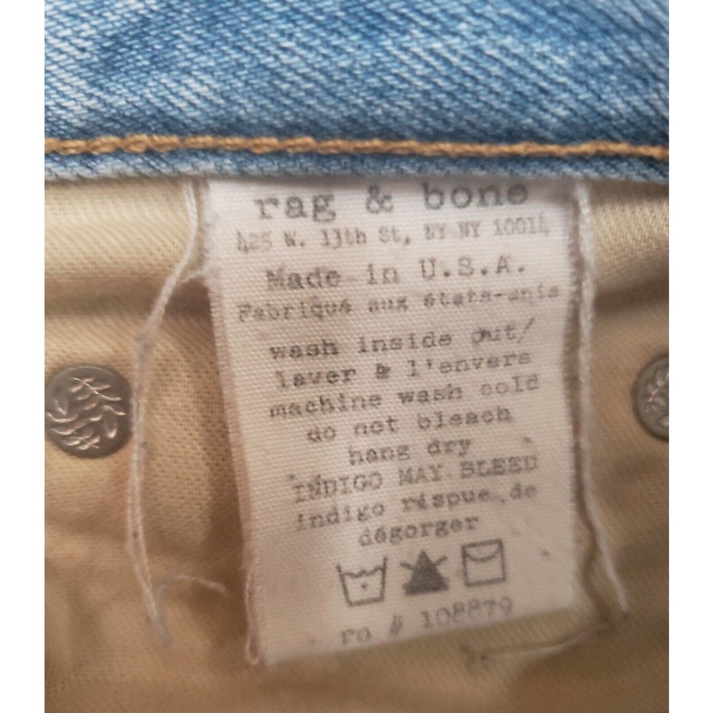 Rag & Bone The Dre Jean Denim Distressed Frayed Hems In Convoy Size 28(30×25) - Picture 7 of 7